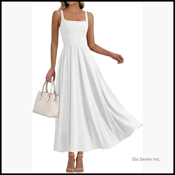 Square Neck Sleeveless Maxi Dress Formal Cocktail Wedding Guest